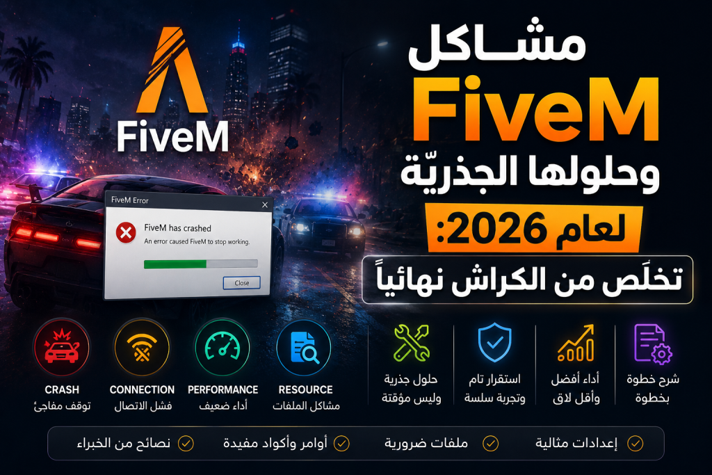 مشاكل FiveM وحلولها الجذريّة لعام 2026 تخلّص من الكراش نهائياً